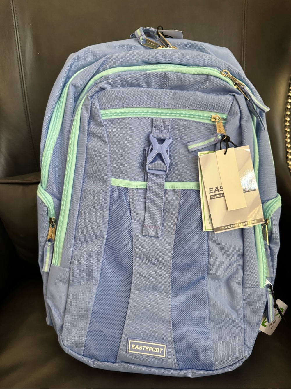 Eastsport Women's Light Blue Backpack with Mint Trim